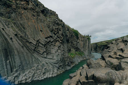 The Green River Through Studlagil Canyon, Iceland. High quality photoの写真素材