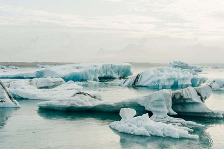 Jokulsarlon Glacier Lagoon and the Diamond Beach Located in Vatnajokull National Park in the south of Iceland. High quality photoの写真素材