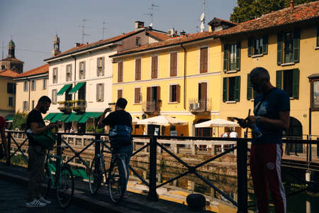 MILAN, ITALY - NOV, 2021 The Naviglio Grande canal in Milan. High quality photoのeditorial素材