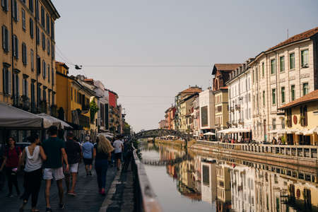 MILAN, ITALY - NOV, 2021 The Naviglio Grande canal in Milan. High quality photoのeditorial素材