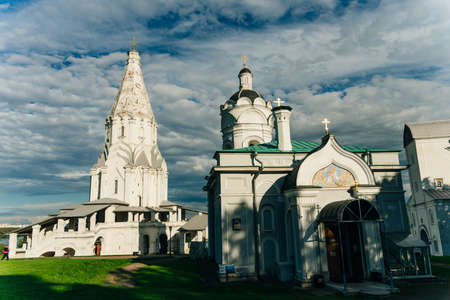 Moscow, Russia - nov, 2021. Church of the Ascension of the Lord in Kolomenskoye against the blue sky. High quality photoのeditorial素材