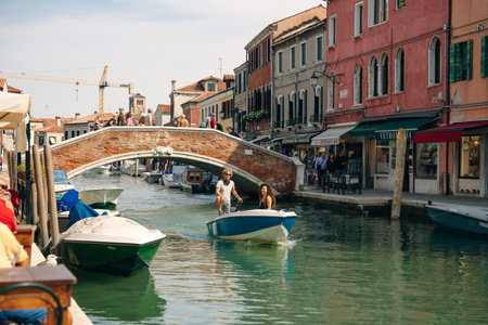 Street canal in Murano island, Venice, italy - nov, 2021. High quality photoのeditorial素材