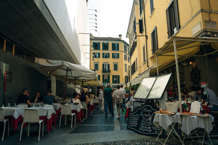 View of old narrow street in Venice, Italy. Architecture and landmark of Italy. Cozy cityscape of Rome. High quality photoのeditorial素材
