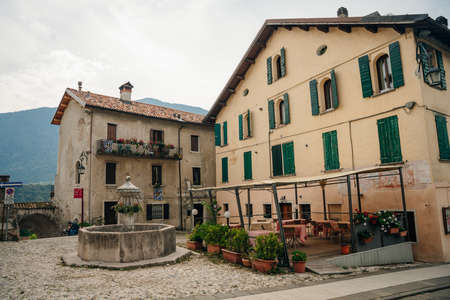 Feltre, Italy - nov, 2021 Street view of the Feltre town in the province of Belluno in Veneto, northern Italy. High quality photoのeditorial素材