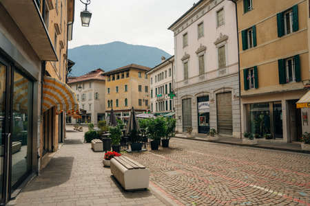 Feltre, Italy - nov, 2021 Street view of the Feltre town in the province of Belluno in Veneto, northern Italy. High quality photoのeditorial素材