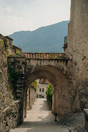 Feltre, Italy - nov, 2021 Street view of the Feltre town in the province of Belluno in Veneto, northern Italy. High quality photoのeditorial素材