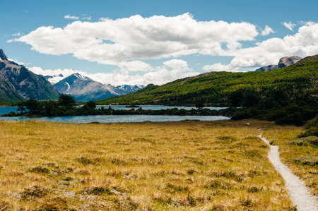 Mountain landscape with Mt Fitz Roy and Laguna de Los Tres in Los Glaciares National Park, Patagonia, Argentina, South America.の写真素材