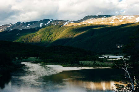 Beautiful mountain with snow of Ushuaia, province of Tierra del Fuego, Argentina.の写真素材