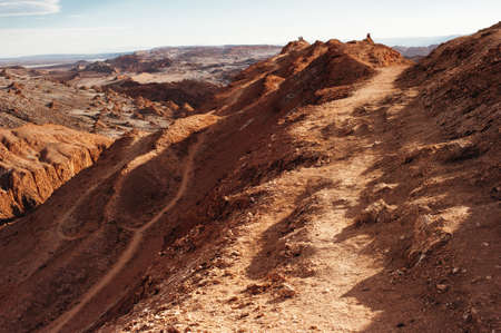 Extreme terrain of the Moon valley in Atacama desert at San Pedro de Atacama, Chileの写真素材