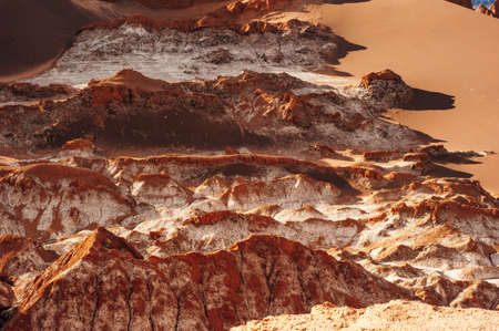 Extreme terrain of the Moon valley in Atacama desert at San Pedro de Atacama, Chileの写真素材