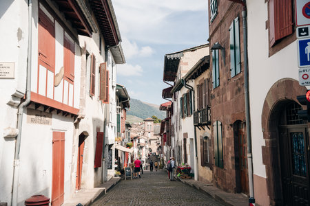 Saint Jean Pied de Port is the traditional starting point for the Camino de Santiago, France, UNESCO - the Pilgrim's Road to Santiago de Compostela. High quality photoのeditorial素材
