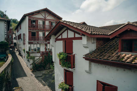 Saint Jean Pied de Port is the traditional starting point for the Camino de Santiago, France, UNESCO - the Pilgrim's Road to Santiago de Compostela. High quality photoのeditorial素材