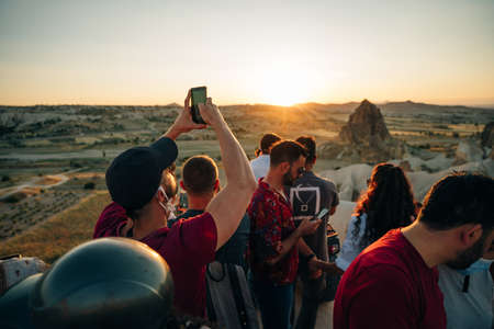 Rose valley Goreme Cappadocia Turkey at sunset. High quality photoのeditorial素材