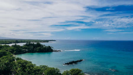 perfect day at Beach 69, on Big Island, Hawaii. aerial view from drone. High quality photoの写真素材