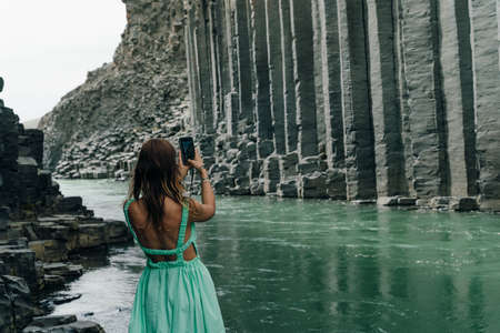 The Green River Through Studlagil Canyon, Iceland. High quality photoの写真素材