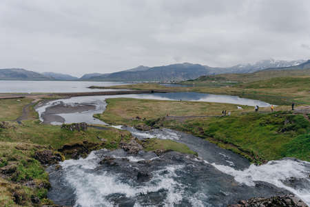 landscape view of Kirkjufellsfoss In the daytime in iceland. High quality photo