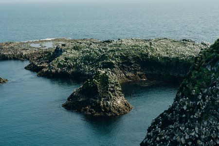 Iceland nature landscape on Arnarstapi Snaefellsnes. From Arnarstapi harbor, Iceland. High quality photoの写真素材