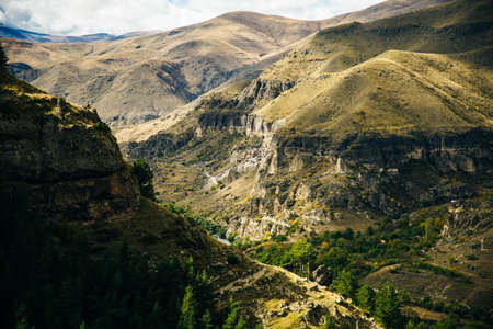 Cave monastery Vanis Kvabebi carved into a cliff, Georgia.