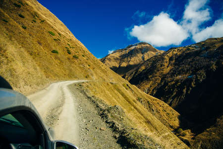 mountain road from the car in georgia. High quality photo