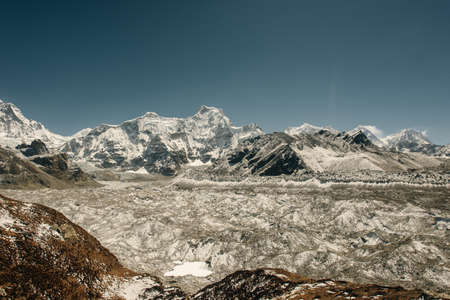 mountains view from Gokyo Ri. snowy mountains and clear skies in Himalayas, Nepal. High quality photoの写真素材