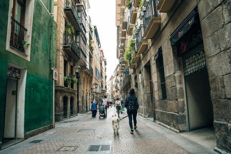 colorful old basque neighborhood at bilbao, Spain. High quality photoのeditorial素材