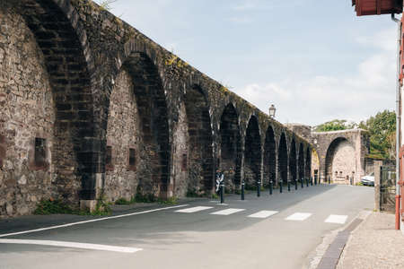 Saint Jean Pied de Port is the traditional starting point for the Camino de Santiago, France, UNESCO - dec, 2021. High quality photoのeditorial素材