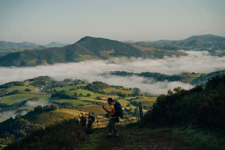 morning fog in the mountains of the Pyrenees. High quality photoのeditorial素材