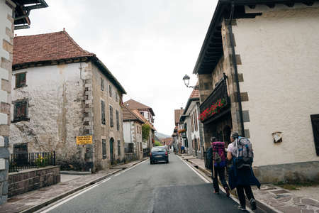 village Espinal, SPAIN- Nov 2020: Street in village of company town, colonia guell. High quality photoのeditorial素材