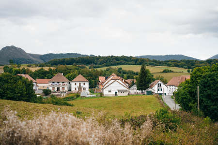 village Espinal, SPAIN- Nov 2020: Street in village of company town, colonia guell. High quality photoのeditorial素材