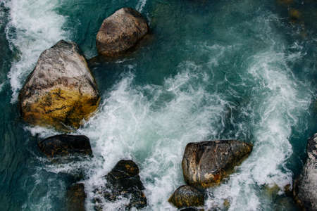 Beautiful mountain landscape in Himalayas, Nepal. Big mountains, blue river and fresh air. High...