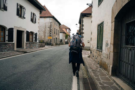 village Espinal, SPAIN- Nov 2020: Street in village of company town, colonia guell. High quality photoのeditorial素材