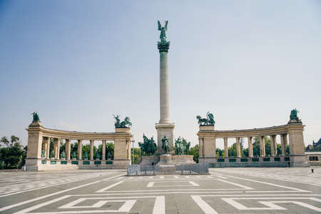 Millennium Monument on the Heroes' Square in Budapest, Hungary - nov, 2021. High quality photo
