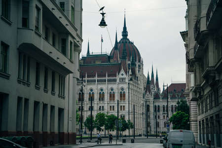 Budapest, Hungary - sep, 2021: The street, main pedestrian area of the city in autumn time. High quality photoのeditorial素材