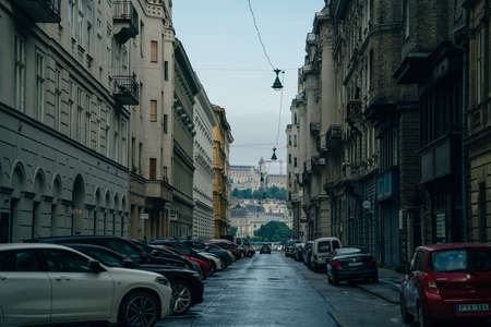 Budapest, Hungary - sep, 2021: The street, main pedestrian area of the city in autumn time. High quality photoのeditorial素材