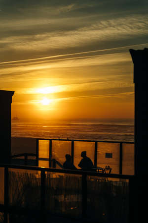 sunset on Atlantic Ocean, Costa Nova, Portugal. High quality photoの写真素材