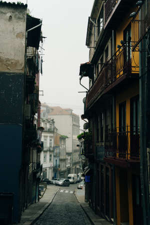 Quiet charming little street in Porto, Portugal - nov, 2021. High quality photo