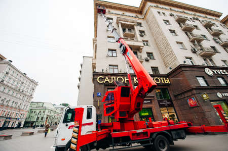 fire hydrant at the house. Russia Moscow - nov, 2021. High quality photoのeditorial素材