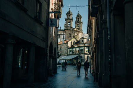 PONTEVEDRA,SPAIN - nov, 2021 - View at the Church of Virgin Mary in Pontevedra. high quality photoのeditorial素材