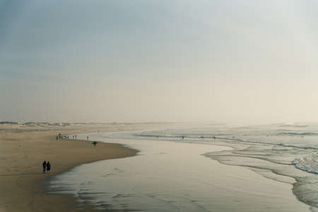 Praia da Barra. Barra beach near the Lighthouse. Aviro, Portugal. high quality photo
