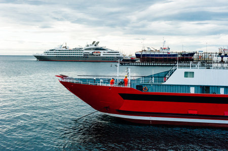 All ferries and boats leave Ushuaia from this port.のeditorial素材