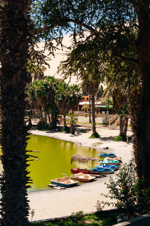 Ica Region, Peru - dec, 2020 Oasis- Huacachina, a village in southwestern Peru. high quality photoのeditorial素材