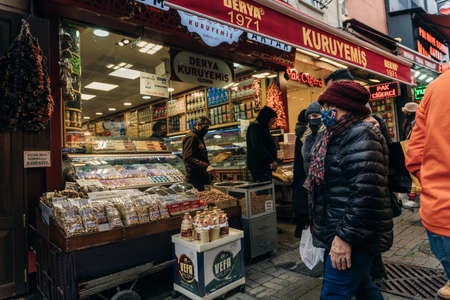 Istanbul, Turkey - October 04, 2018: Food market in Kadikoy district. Asian side of Istanbul. high quality photoのeditorial素材