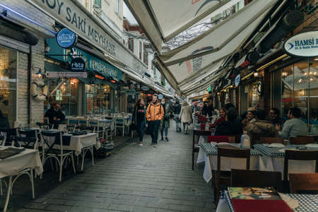 Istanbul, oct, 2021 A street of the city in the Kadikoy district. high quality photoのeditorial素材