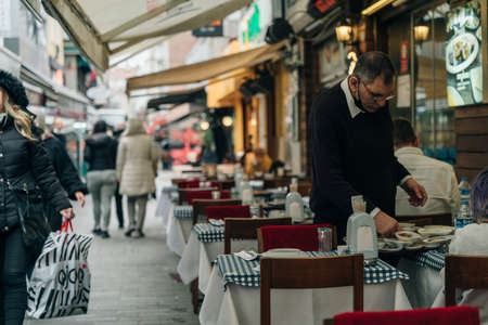 Istanbul, oct, 2021 A street of the city in the Kadikoy district. high quality photoのeditorial素材