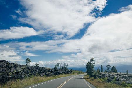 road in Volcanoes National Park on Big Island, Hawaii. high quality photoの写真素材