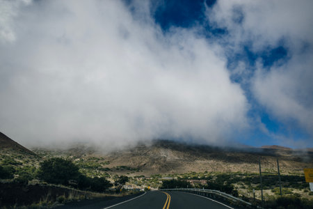 road in Volcanoes National Park on Big Island, Hawaii. high quality photoの写真素材