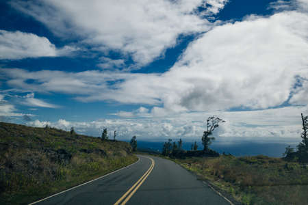 road in Volcanoes National Park on Big Island, Hawaii. high quality photoの写真素材
