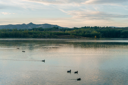 View of La Grajera reservoir in Logrono, Spain. high quality photoの写真素材