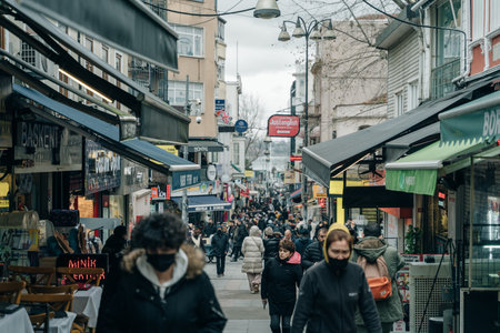 Istanbul, oct, 2021 A street of the city in the Kadikoy district. high quality photoのeditorial素材