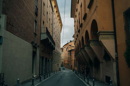 Narrow street in Florence, Tuscany, Italy. Architecture and landmark of Florence. Cozy Florence cityscape. high quality photoのeditorial素材